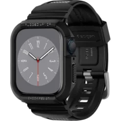 Spigen Apple Watch 5 42Mm|Apple Watch 5 45Mm-Pasek z Etui Rugged Armor Pro Apple Watch Ultra 9 8 7 SE 2022 42mm 44mm 45mm 49mm Czarny