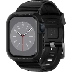 Spigen Apple Watch 5 42Mm|Apple Watch 5 45Mm-Pasek z Etui Rugged Armor Pro Apple Watch Ultra 9 8 7 SE 2022 42mm 44mm 45mm 49mm Czarny