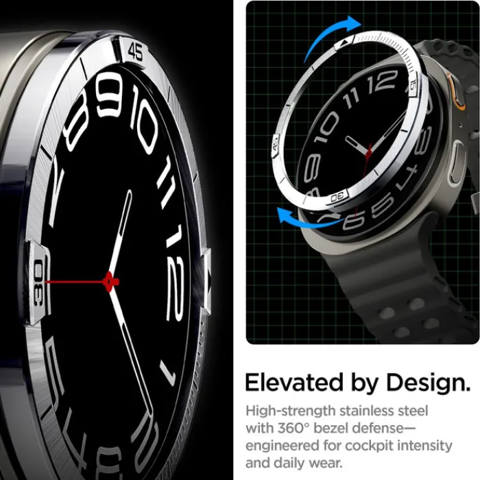 Spigen Galaxy Watch 8 44Mm|Samsung-PIERŚCIEŃ ETUI SAMSUNG GALAXY WATCH 8 44 MM BEZEL TUNE PILOT SREBRNY