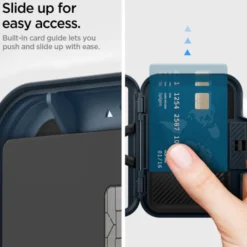 Spigen Iphone 14 Plus|Portfele Magsafe-PORTFEL MAGASEF LOCK FIT UNIWERSALNY CARD HOLDER GRANATOWY