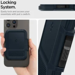 Spigen Iphone 14 Plus|Portfele Magsafe-PORTFEL MAGASEF LOCK FIT UNIWERSALNY CARD HOLDER GRANATOWY