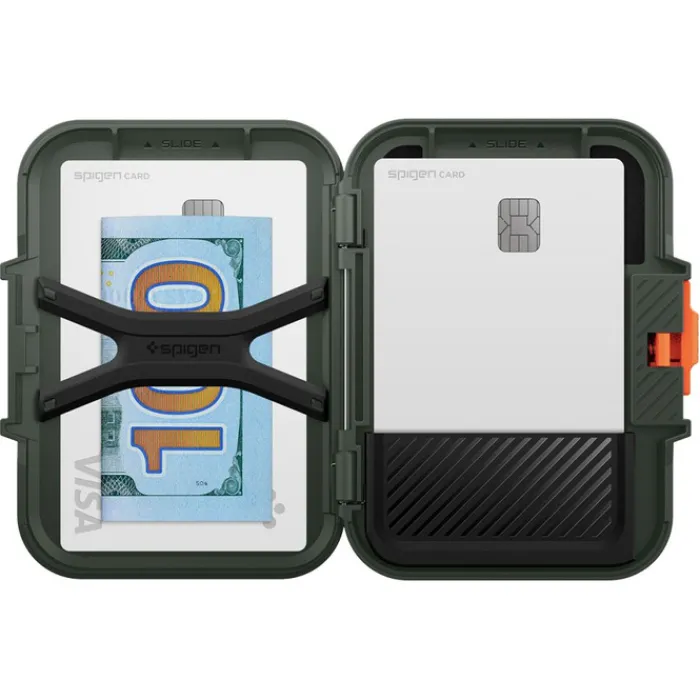 Spigen Iphone 14 Plus|Portfele Magsafe-PORTFEL MAGASEF LOCK FIT UNIWERSALNY CARD HOLDER KHAKI ZIELONY