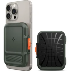 Spigen Iphone 14 Plus|Portfele Magsafe-PORTFEL MAGASEF LOCK FIT UNIWERSALNY CARD HOLDER KHAKI ZIELONY