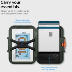 Spigen Iphone 14 Plus|Portfele Magsafe-PORTFEL MAGASEF LOCK FIT UNIWERSALNY CARD HOLDER KHAKI ZIELONY