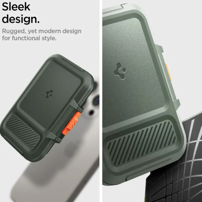 Spigen Iphone 14 Plus|Portfele Magsafe-PORTFEL MAGASEF LOCK FIT UNIWERSALNY CARD HOLDER KHAKI ZIELONY