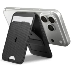 Spigen Iphone 14 Plus|Portfele Magsafe-PORTFEL MAGSAFE S314-3 SLIM FOLD UNIWERSALNY CARD HOLDER CZARNY