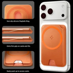 Spigen Iphone 14 Plus|Portfele Magsafe-PORTFEL MAGSAFE VALENTINUS MAGFIT+ UNIWERSALNY METALLIC ORANGE