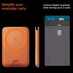 Spigen Iphone 14 Plus|Portfele Magsafe-PORTFEL MAGSAFE VALENTINUS MAGFIT+ UNIWERSALNY METALLIC ORANGE