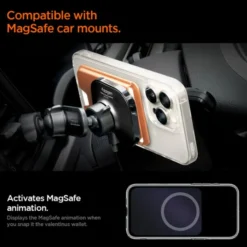 Spigen Iphone 14 Plus|Portfele Magsafe-PORTFEL MAGSAFE VALENTINUS MAGFIT+ UNIWERSALNY METALLIC ORANGE