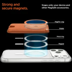Spigen Iphone 14 Plus|Portfele Magsafe-PORTFEL MAGSAFE VALENTINUS MAGFIT+ UNIWERSALNY METALLIC ORANGE