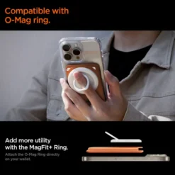 Spigen Iphone 14 Plus|Portfele Magsafe-PORTFEL MAGSAFE VALENTINUS MAGFIT+ UNIWERSALNY METALLIC ORANGE
