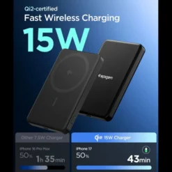 Spigen Powerbanki-POWERBANK MAGAFE EA2205MQ ESSENTIAL 5000MAH 22.5W QI2 CZARNY