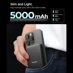 Spigen Powerbanki-POWERBANK MAGAFE EA2205MQ ESSENTIAL 5000MAH 22.5W QI2 CZARNY