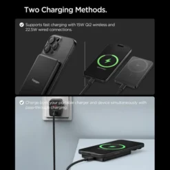 Spigen Powerbanki-POWERBANK MAGAFE EA2205MQ ESSENTIAL 5000MAH 22.5W QI2 CZARNY