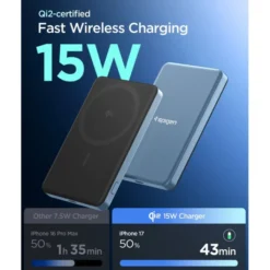 Spigen Iphone 14 Plus|Iphone 13-POWERBANK EA2205MQ ESSENTIAL MAGSAFE 5000MAH 22.5W QI2 TEAL BLUE
