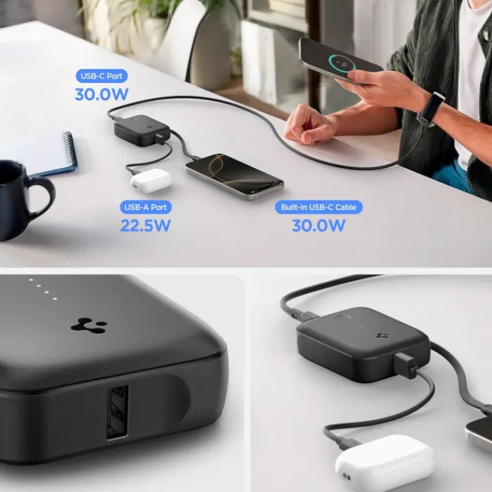 Spigen Ładowarki|Powerbanki-POWERBANK ESSENTAIL EA3010BT POWER BANK 10000 MAH 30W BLACK