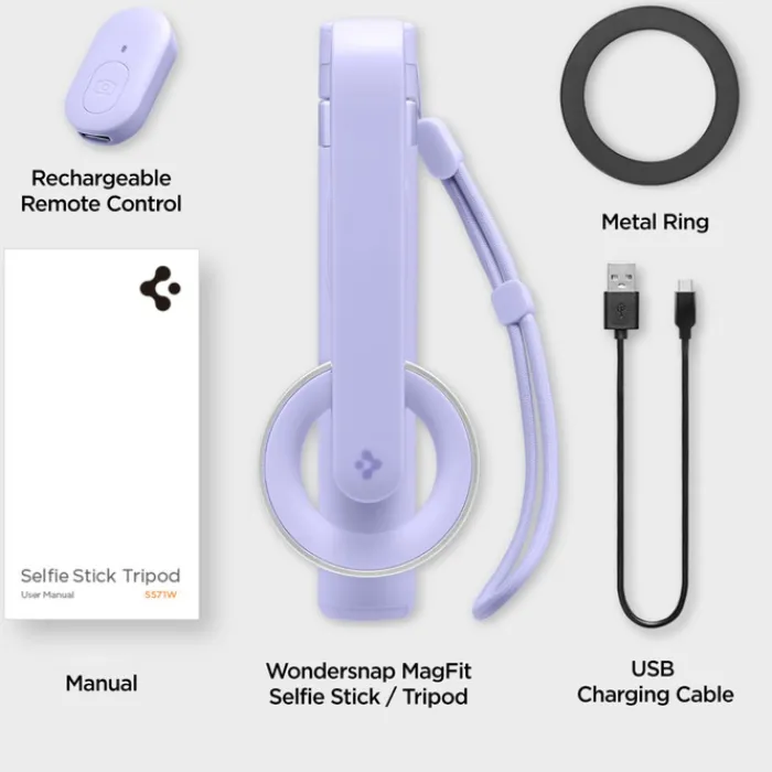 Spigen Selfie Stick-SELFIE STICK S571W MAGSAFE BLUETOOTH STATYW FIOLETOWY