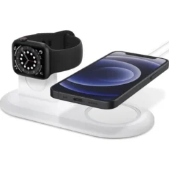 Spigen Iphone 14 Plus|Iphone 13-MAGFIT DUO APPLE MAGSAFE & APPLE WATCH PODSTAWKA CHARGER STAND WHITE