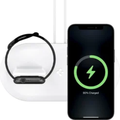 Spigen Iphone 14 Plus|Iphone 13-MAGFIT DUO APPLE MAGSAFE & APPLE WATCH PODSTAWKA CHARGER STAND WHITE