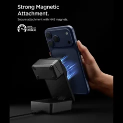 Spigen Iphone 14 Plus|Uchwyty Magnetyczne-STACJA ŁADOWANIA ESSENTIAL 3IN1 MAGNETIC MAGSAFE BEZPRZEWODOWA ŁADOWARKA 25W Qi2.2 CZARNA