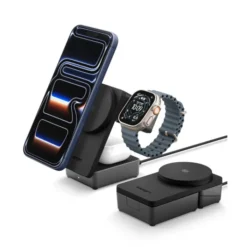Spigen Iphone 14 Plus|Uchwyty Magnetyczne-STACJA ŁADOWANIA ESSENTIAL 3IN1 MAGNETIC MAGSAFE BEZPRZEWODOWA ŁADOWARKA 25W Qi2.2 CZARNA