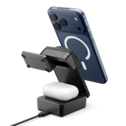 Spigen Iphone 14 Plus|Uchwyty Magnetyczne-STACJA ŁADOWANIA ESSENTIAL 3IN1 MAGNETIC MAGSAFE BEZPRZEWODOWA ŁADOWARKA 25W Qi2.2 CZARNA