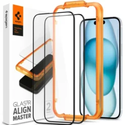 Spigen Iphone 15|Apple-Szkło Hartowane Alm Glass Fc 2-pack iPhone 15 Black