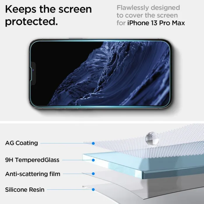 Spigen Iphone 13|Iphone 13 Pro-Szkło hartowane Apple iPhone 17E / 16E / 14 / 13 / 13 Pro Glas.Tr ”ez Fit”