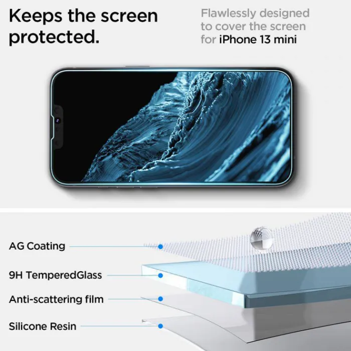 Spigen Iphone 13 Mini|Apple-SZKŁO HARTOWANE Apple iPhone 13 Mini Glas.Tr ”EZ Fit” 2-Pack