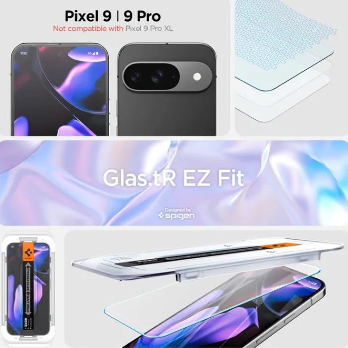 Spigen Pixel 9|Google-SZKŁO HARTOWANE GLAS.TR ”EZ FIT” 2-PACK GOOGLE PIXEL 9 / 9 PRO PIXEL 10 / 10 PRO CLEAR