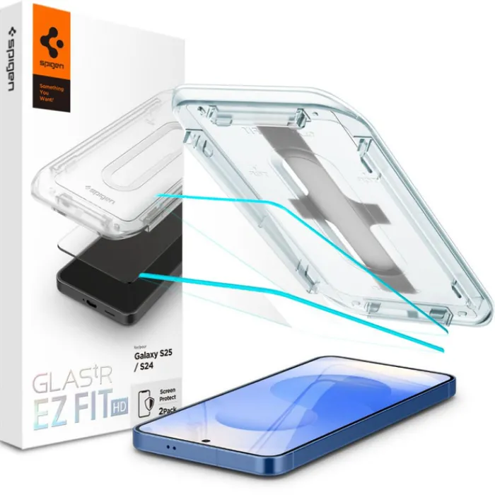 Spigen Szkła|Galaxy S25-Szkło Hartowane Glas.tr ”ez Fit” 2-pack Samsung Galaxy S25 / S24 Clear