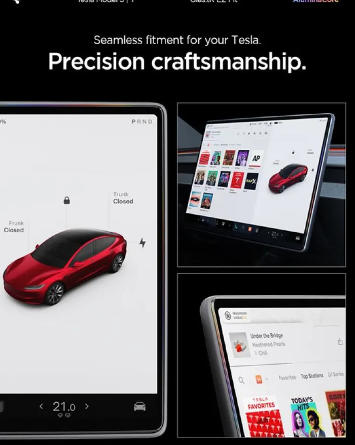 Spigen Tesla|Tesla-SZKŁO HARTOWANE TESLA MODEL Y 2025/2026 MODEL 3 2024/2025/2026 EZ FIT CLEAR TRANSPARENT 15.4" 1PAK
