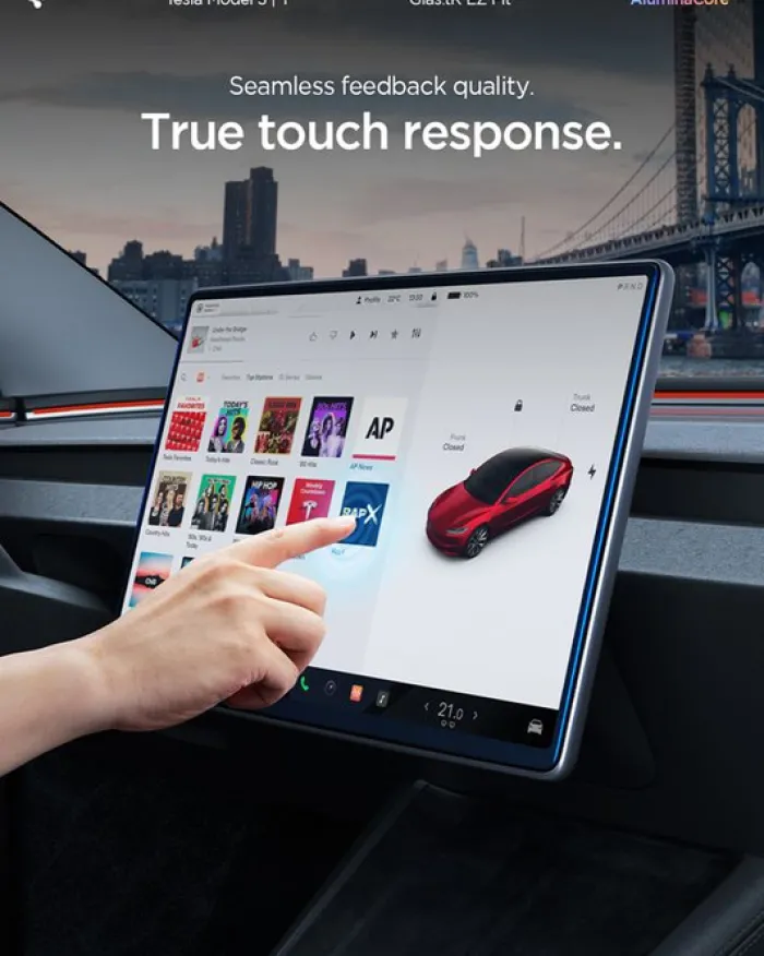 Spigen Tesla|Tesla-SZKŁO HARTOWANE TESLA MODEL Y 2025/2026 MODEL 3 2024/2025/2026 EZ FIT CLEAR TRANSPARENT 15.4" 1PAK