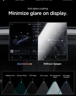 Spigen Tesla|Tesla-SZKŁO HARTOWANE TESLA MODEL Y L 2026 EZ FIT ANTI GLARE MATTE FC CZARNE