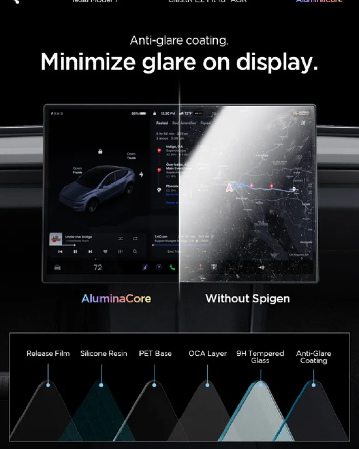 Spigen Tesla|Tesla-SZKŁO HARTOWANE TESLA MODEL Y L 2026 EZ FIT ANTI GLARE MATTE FC CZARNE