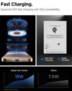 Spigen Uchwyty Magnetyczne|Ładowarki-UCHWYT DO KRATKI Z ŁADOWANIEM INDUKCYJNYM ONETAP PRO 4 MAGSAFE CZARNY