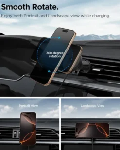 Spigen Uchwyty Magnetyczne|Ładowarki-UCHWYT DO KRATKI Z ŁADOWANIEM INDUKCYJNYM ONETAP PRO 4 MAGSAFE CZARNY