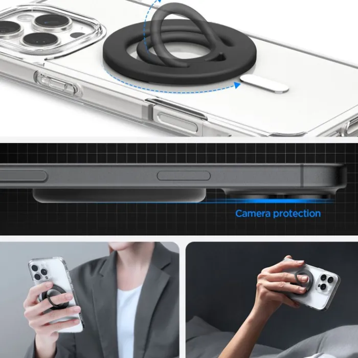 Spigen Uchwyty Magnetyczne|Uchwyty Na Telefon-UCHWYT NA PALEC DUAL POP MAG MAGSAFE PHONE RING CZARNY