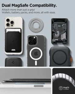 Spigen Uchwyty Magnetyczne|Uchwyty Na Telefon-UCHWYT NA PALEC DUAL POP MAGSAFE SZARY