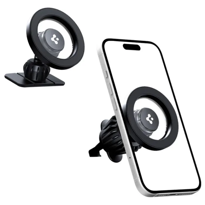 Spigen Uchwyty Samochodowe|Uchwyty Z Ładowaniem Indukcyjnym-UCHWYT MFT13 MAGNETIC MAGSAFE DASHBOARD & VENT CAR MOUNT CZARNY