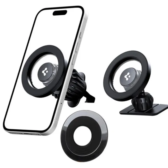 Spigen Uchwyty Samochodowe|Uchwyty Z Ładowaniem Indukcyjnym-UCHWYT MFT13 MAGNETIC MAGSAFE DASHBOARD & VENT CAR MOUNT CZARNY
