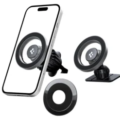 Spigen Uchwyty Samochodowe|Uchwyty Z Ładowaniem Indukcyjnym-UCHWYT MFT13 MAGNETIC MAGSAFE DASHBOARD & VENT CAR MOUNT SREBRNY