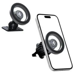 Spigen Uchwyty Samochodowe|Uchwyty Z Ładowaniem Indukcyjnym-UCHWYT MFT13 MAGNETIC MAGSAFE DASHBOARD & VENT CAR MOUNT SREBRNY