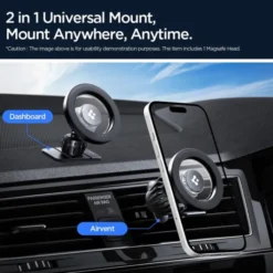 Spigen Uchwyty Samochodowe|Uchwyty Z Ładowaniem Indukcyjnym-UCHWYT MFT13 MAGNETIC MAGSAFE DASHBOARD & VENT CAR MOUNT SREBRNY