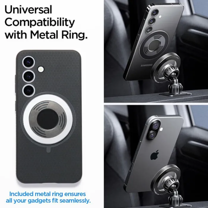 Spigen Uchwyty Samochodowe|Uchwyty Z Ładowaniem Indukcyjnym-UCHWYT MFT13 MAGNETIC MAGSAFE DASHBOARD & VENT CAR MOUNT SREBRNY