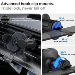 Spigen Uchwyty Samochodowe|Uchwyty Z Ładowaniem Indukcyjnym-Uchwyt Uts12 Onetap Universal Vent Car Mount Black