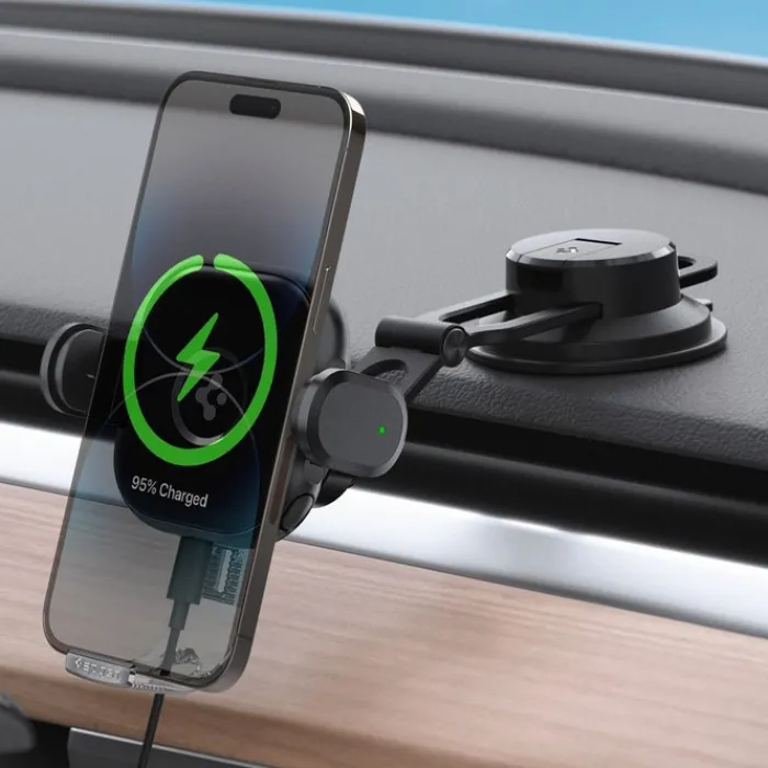 Spigen Uchwyty Samochodowe|Uchwyty Z Ładowaniem Indukcyjnym-Uchwyt Uts35w Onetap Universal Windshield & Dashboard Car Mount Wireless Charger Black