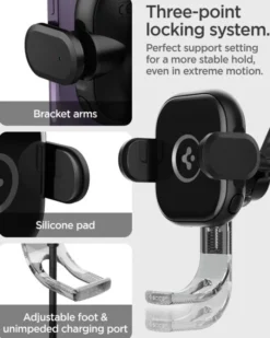 Spigen Uchwyty Samochodowe|Uchwyty Z Ładowaniem Indukcyjnym-Uchwyt Uts35w Onetap Universal Windshield & Dashboard Car Mount Wireless Charger Black