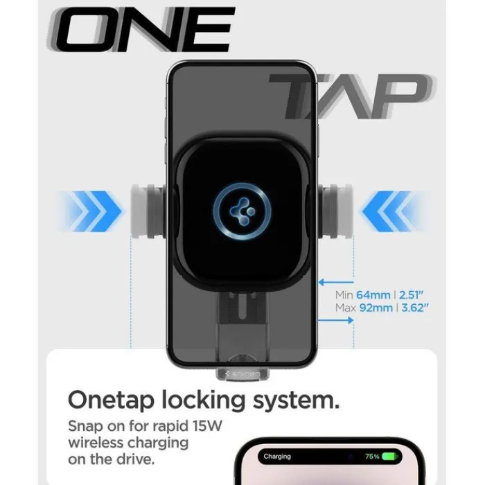 Spigen Uchwyty Samochodowe|Uchwyty Z Ładowaniem Indukcyjnym-Uchwyt Uts12w Onetap Universal Vent Car Mount Wireless Charger Black