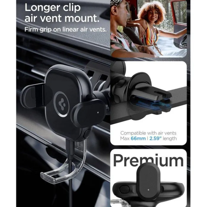Spigen Uchwyty Samochodowe|Uchwyty Z Ładowaniem Indukcyjnym-Uchwyt Uts12w Onetap Universal Vent Car Mount Wireless Charger Black